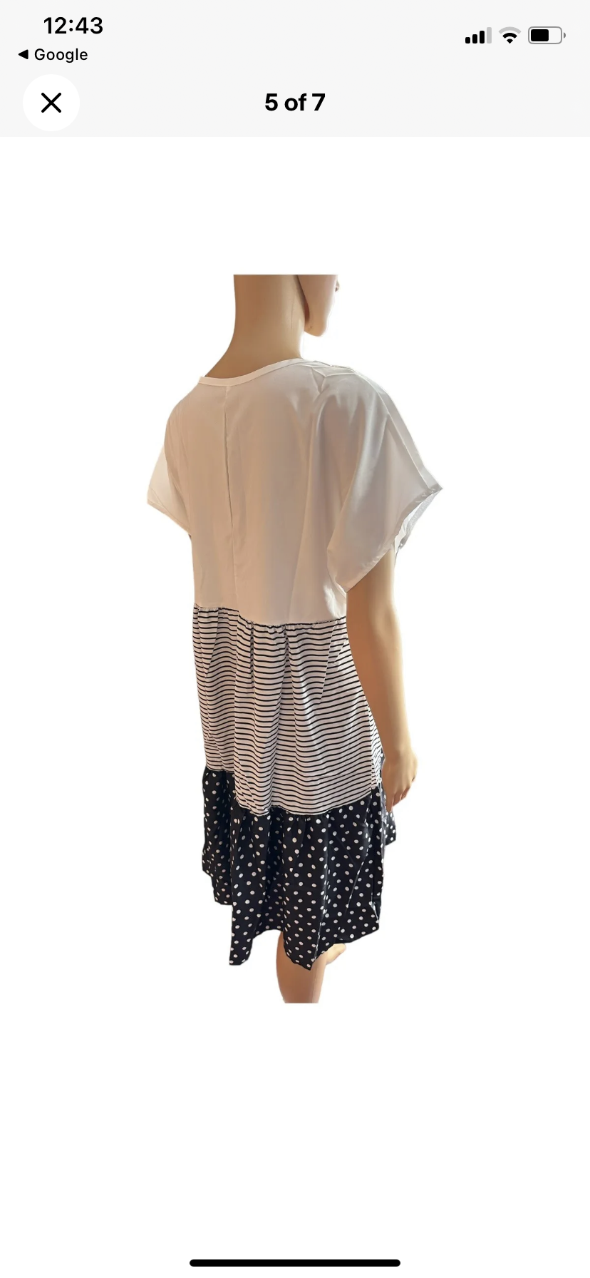 White / Black Dolman Short
Sleeve Dress.Size:S