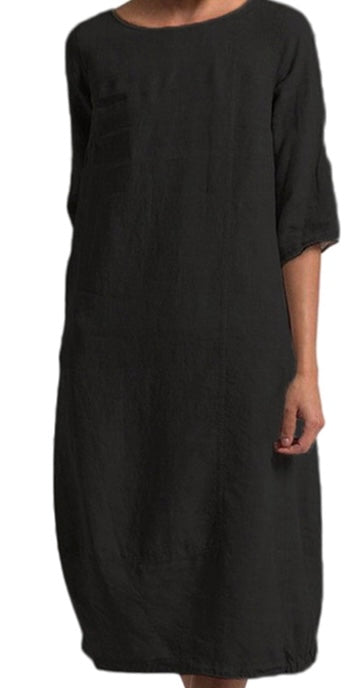 Women T Shirt Midi Dress Cotton Linen Short Sleeve Dresses Summer Casual A-Line Dress Loungwear
Dresses