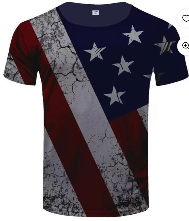 American Flag T Shirt for Men Casual Plus Size Patriotic Short Sleeve Crew Neck Summer Tee Independence Day Retro Tops