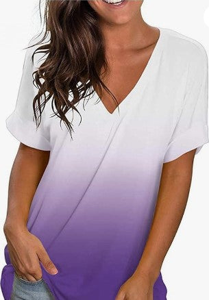 Women's V-neck Floral Purple tee