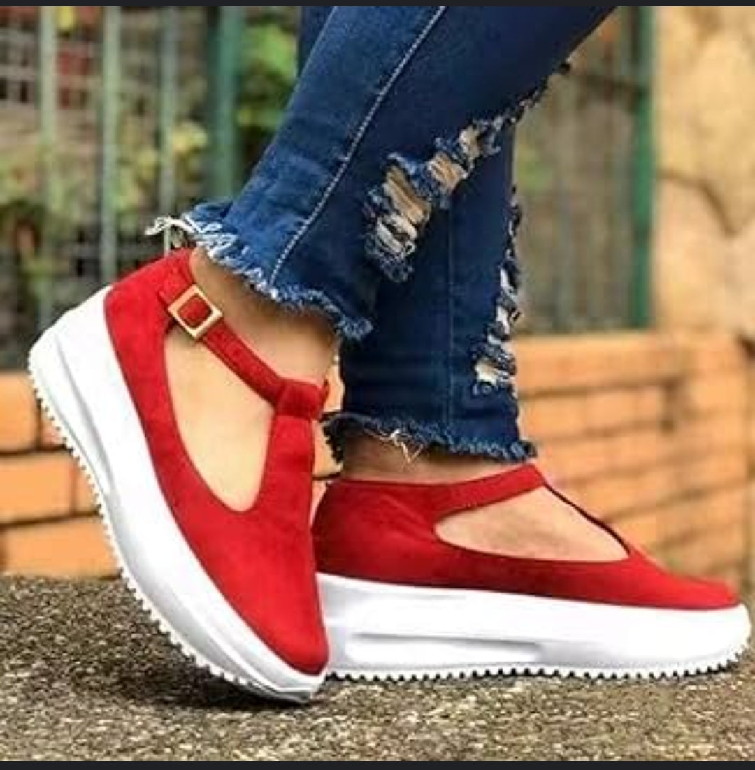 Womens Wedged Espadrille Sandals in Red
