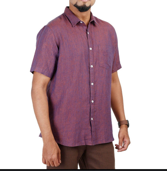 Men's Solid Color Casual Shirt in Magenta