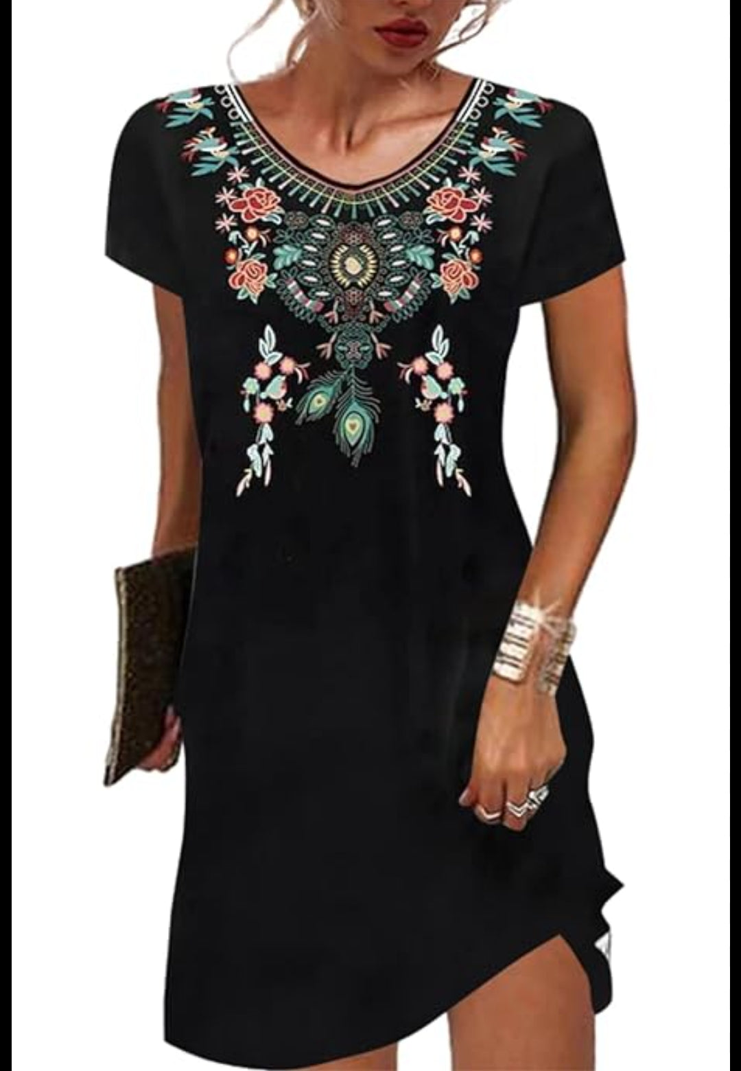 Women's Casual Black Ethnic Dress