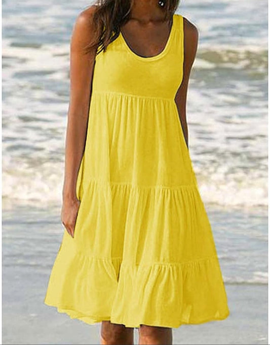 Casual Women's Sleeveless Yellow Dress