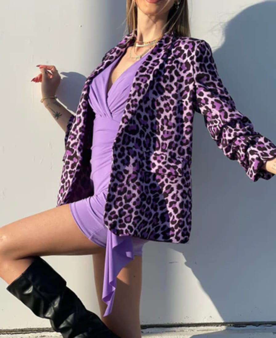 Women's Lined Lilac and Black Spotted Jacket