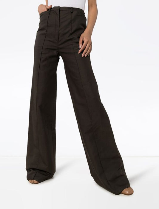 Women's High-Waisted Black Flared Trousers