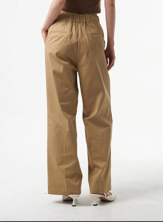 Cotton Tailored Beige Flared Pants For Women